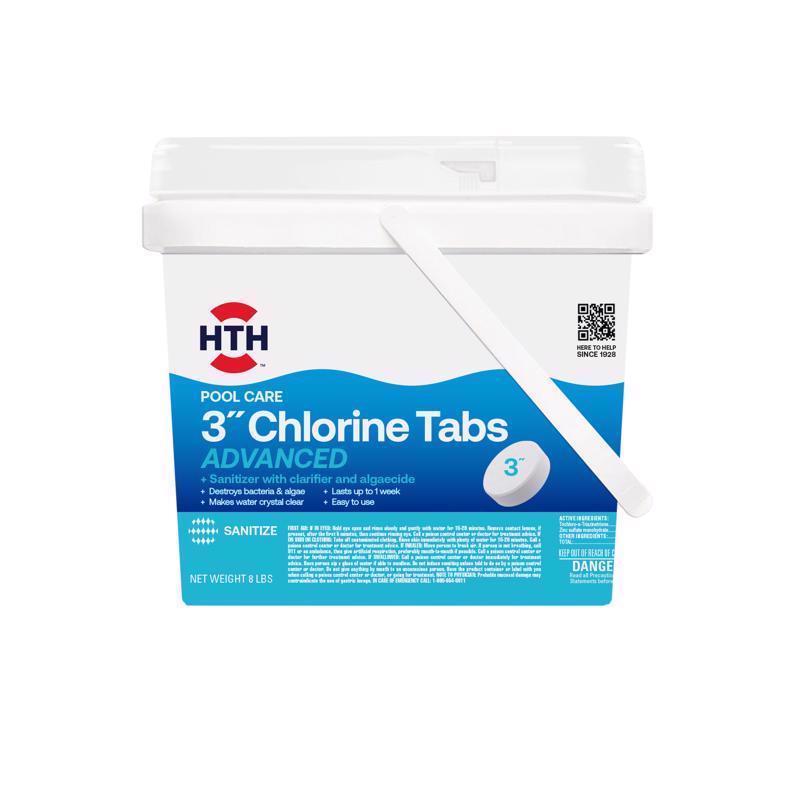 HTH Pool Care 3" Tablet Chlorinating Chemicals 8 lb (Pack of 4)