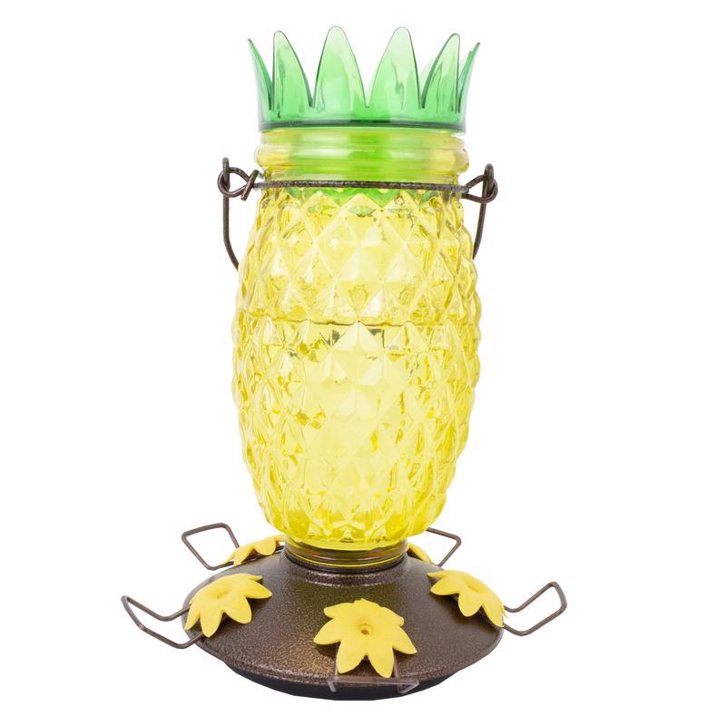 Perky-Pet Hummingbird 28 oz Glass/Plastic Pineapple Nectar Bird Feeder 5 ports (Pack of 2)
