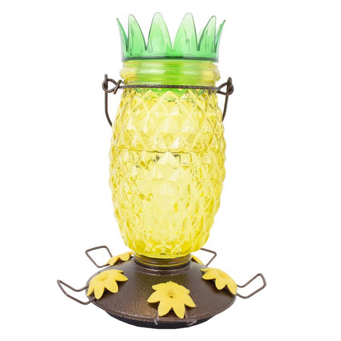 Perky-Pet Hummingbird 28 oz Glass/Plastic Pineapple Nectar Bird Feeder 5 ports (Pack of 2)