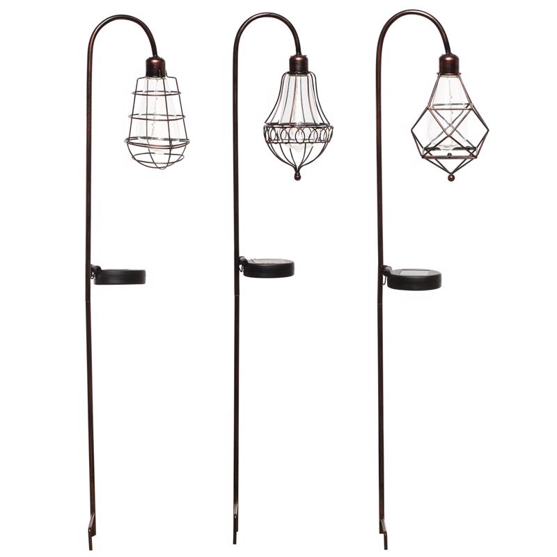 Alpine Solalris Bronze Glass/Iron 33 in. H Edison Bulb Solar Garden Stake (Pack of 6)