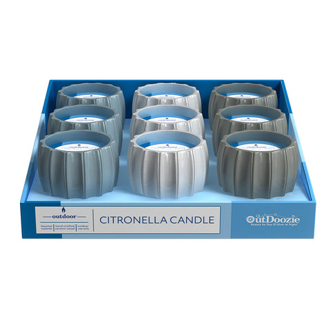 OutDoozie Assorted Ceramic 4 in. H Contour Citronella Candle (Pack of 9)