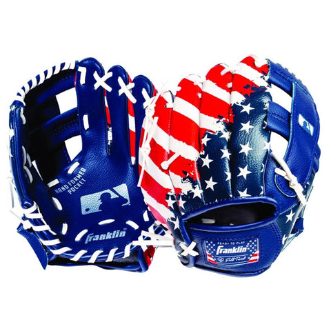 Guante de béisbol Franklin MLB RTP de PVC multicolor para diestros, para T-Ball, 9,5 pulg., paquete de 1