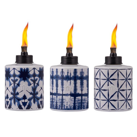 TIKI Blue/White Glass 5.75 in. Tiedye Tabletop Torch 1 pc (Pack of 6)