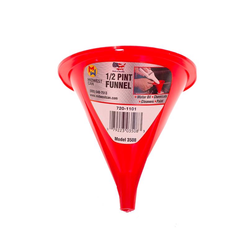Embudo de polietileno Midwest Can Red de 4,5 pulg. de alto y 0,5 pt