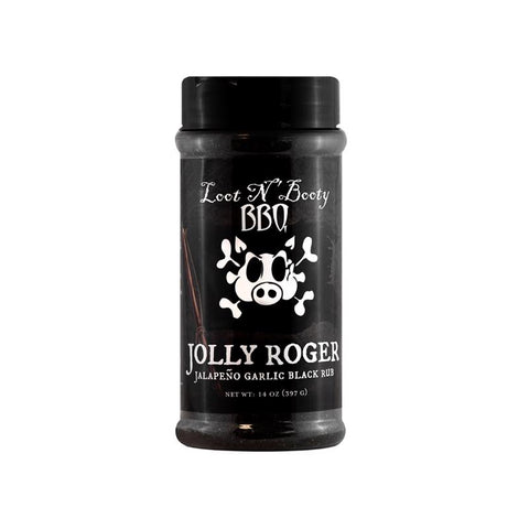 Loot N' Booty Jolly Roger Jalapeño Ajo Rub Negro para Barbacoa 14 oz