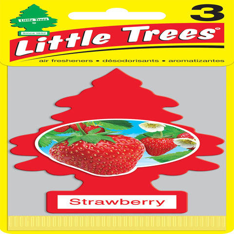 Little Trees Strawberry Scent Car Air Freshener Solid 3 pk (Pack of 8)