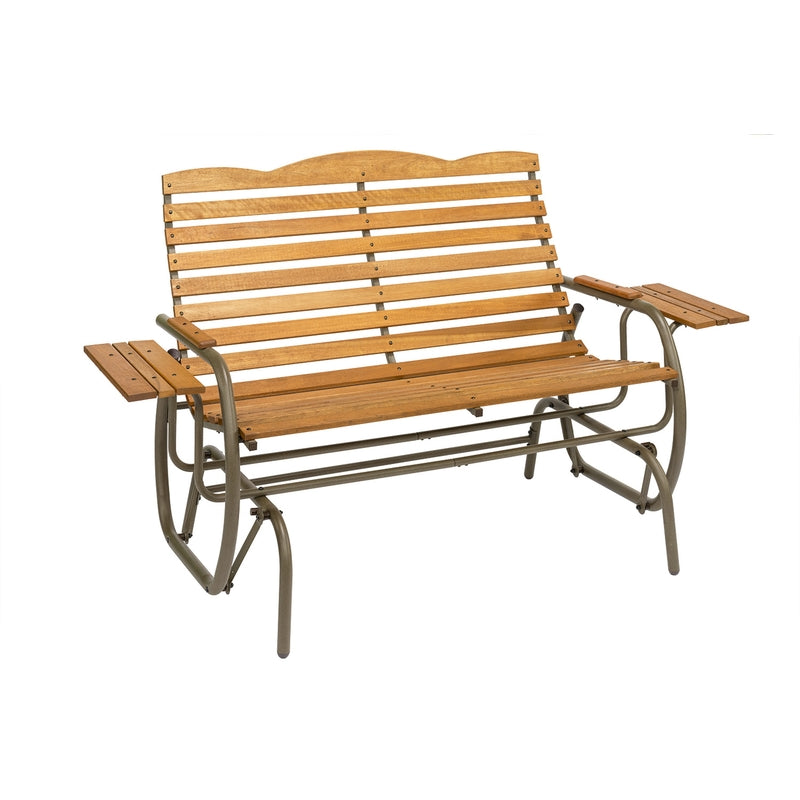 Columpio doble Jack Post Country Garden para 2 personas, color topo, de acero/madera, con respaldo alto y bandejas