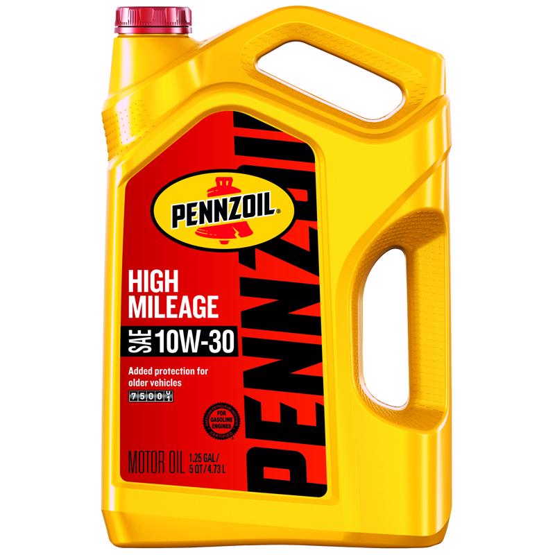 Pennzoil High Mileage 10W-30 Gasoline High Mileage Motor Oil 5 qt 1 pk (Pack of 3)