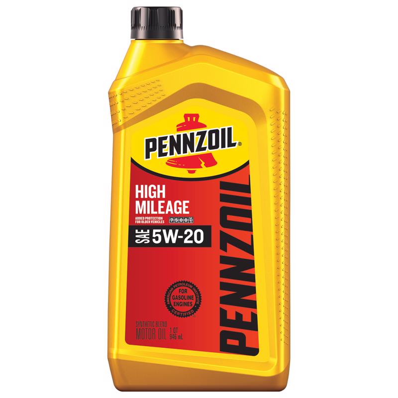 Aceite de motor para gasolina Pennzoil High Mileage 5W-20 de alto kilometraje, 1 qt, 1 paquete (Paquete de 6)