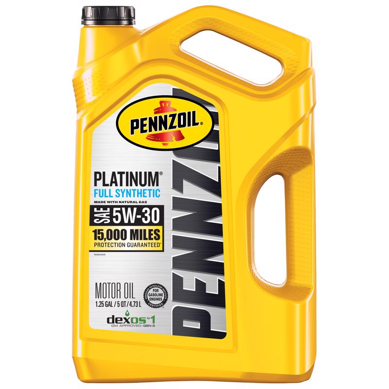 Pennzoil Platinum 5W-30 Gasoline Synthetic Motor Oil 5 qt 1 pk (Pack of 3)