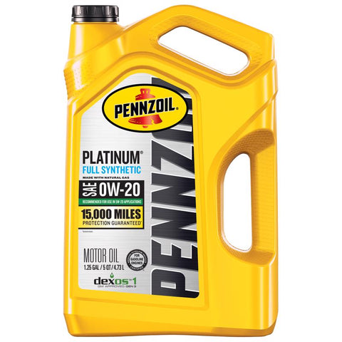 Pennzoil Platinum 0W-20 Gasoline Synthetic Motor Oil 5 qt 1 pk (Pack of 3)