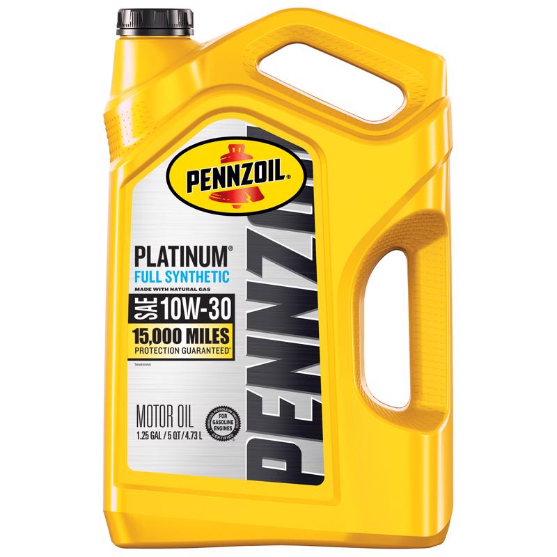 Pennzoil Platinum 10W-30 Gasoline Synthetic Motor Oil 5 qt 1 pk (Pack of 3)