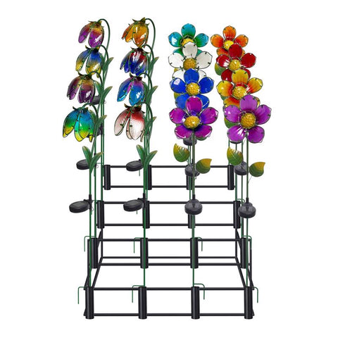 Alpine Multicolored Glass/Metal 33 in. H X 6 in. L X 4 in. W Flower Solar Garden Stake (Pack of 16)