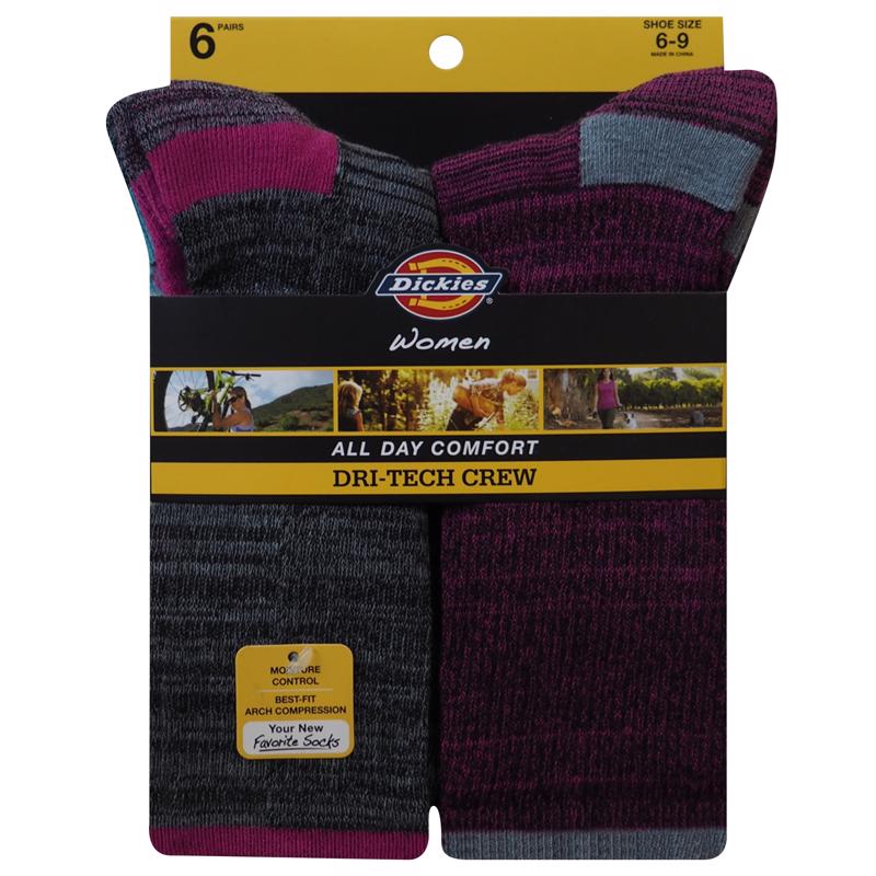 Dickies Dri-Tech Women's 6-9 Crew Socks Assorted (Pack of 2)