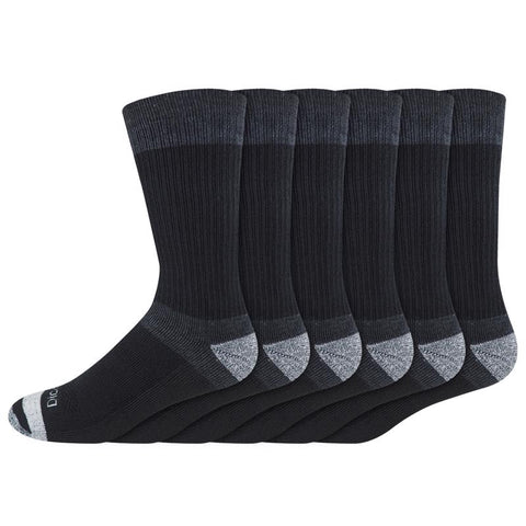 Dickies Men's Dri-Tech 6-12 Cushion Crew Socks Black (Pack of 2)
