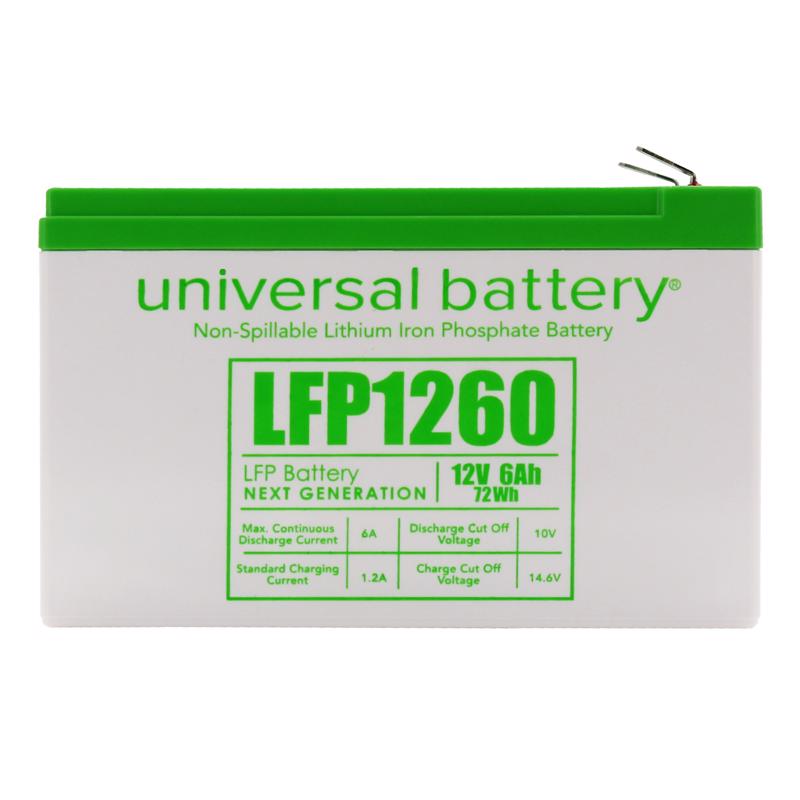 Universal Power Group LFP1260 6 Ah 12 V Universal Battery (Pack of 2)