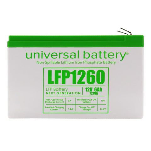 Universal Power Group LFP1260 6 Ah 12 V Universal Battery (Pack of 2)