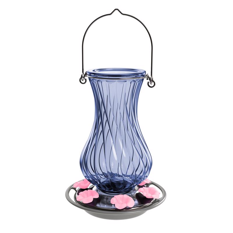 Nature's Way Hummingbird 32 oz Glass/Metal/Plastic Antique Nectar Bird Feeder 6 ports (Pack of 6)