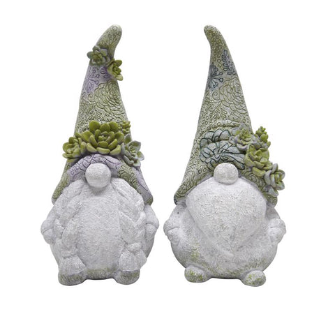 Meadow Creek Polyresin Multi-color 14 in. Mr and Mrs Gnome Garden Statue (Pack of 2)