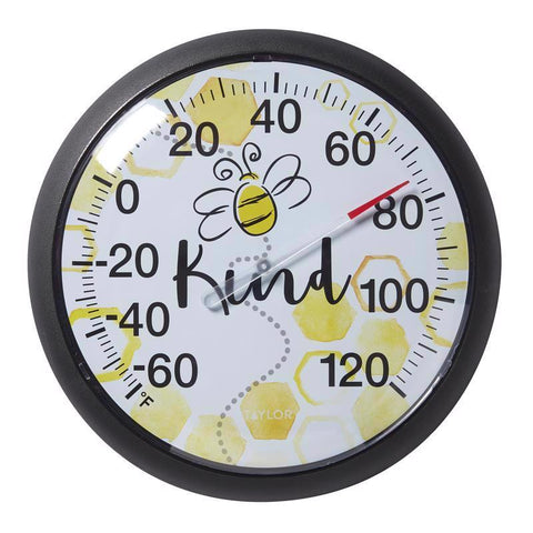 Taylor Bee Kind Design Dial Thermometer Plastic Multicolored 13.25 in. (Pack of 4)