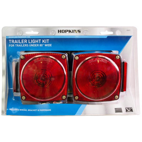 Kit de luces rojas cuadradas de freno/posición/intermitente Hopkins para remolque