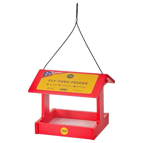 Birds Choice Cardinal Plastic Fly-Thru Hanging Tray Bird Feeder