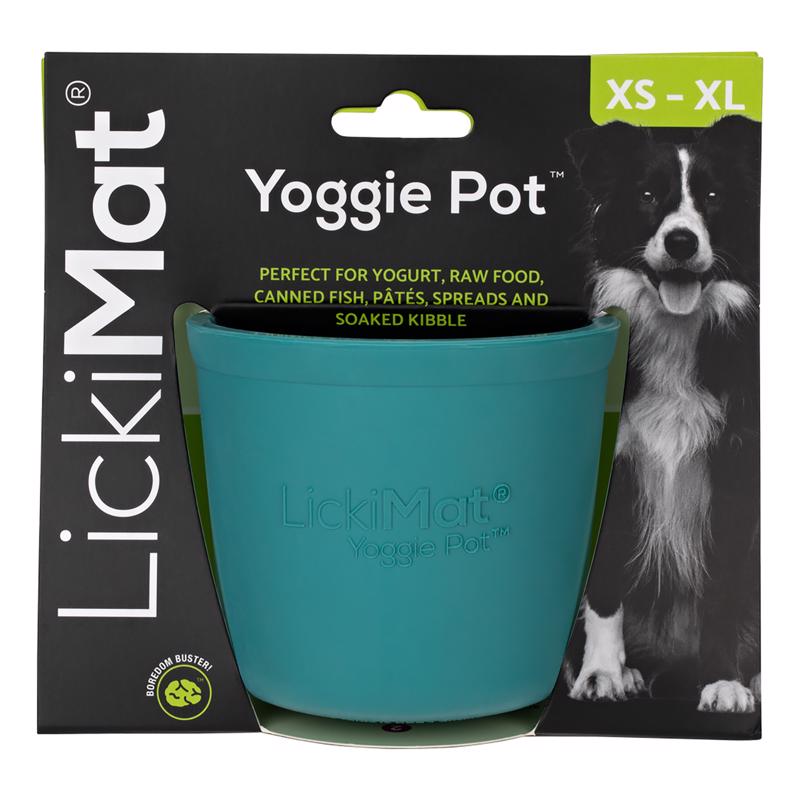 LickiMat Yoggie Pot Turquoise Rubber Slow Feeder For Dogs