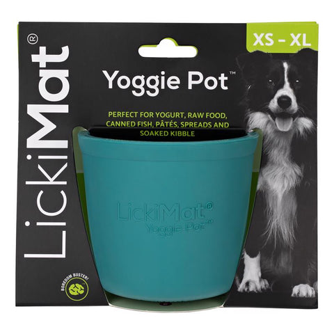 LickiMat Yoggie Pot Turquoise Rubber Slow Feeder For Dogs