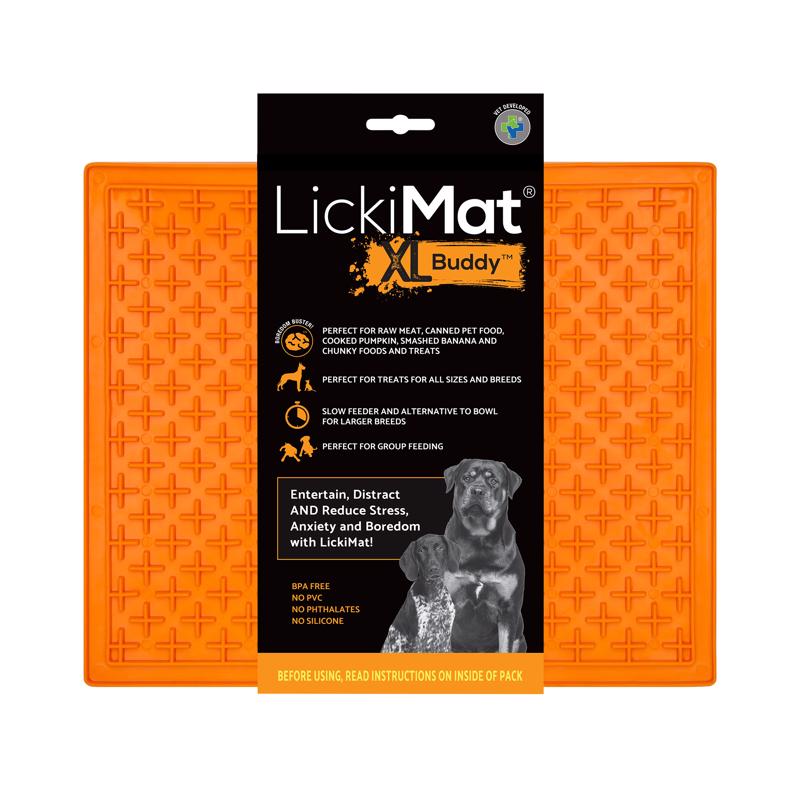 LickiMat Buddy Orange Rubber XL Slow Feeder For Dogs