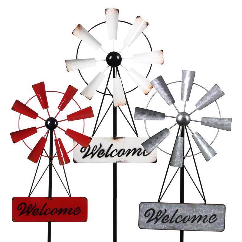 Exhart Multicolored Metal 40 in. H Welcome Windmill Stake (Pack of 6)