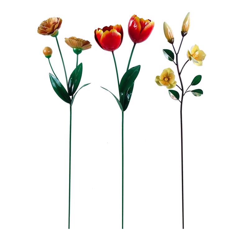 Alpine Assorted Metal 51 in. H X 8 in. L X 3 in. W Flower Outdoor Garden Stake (Pack of 9)