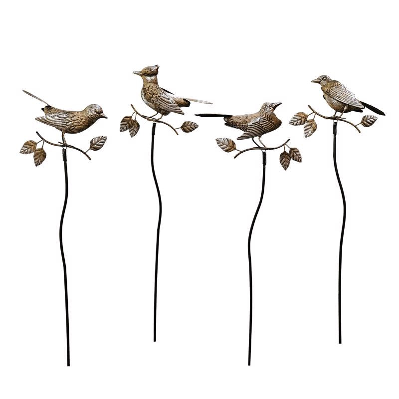 Alpine Bronze Metal 32 in. H X 9 in. L X 2 in. W Bird Outdoor Garden Stake (Pack of 12)