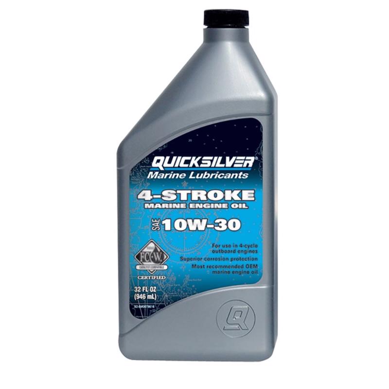 Aceite Quicksilver 10W-30 para motores fueraborda marinos de 4 tiempos a gasolina, 32 oz, paquete de 1