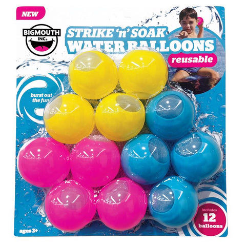 BigMouth Strike 'n' Soak Assorted Silicone Reusable Water Balloon Pool Balls (Pack of 6)