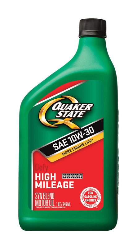 Quaker State High Mileage 10W-30 Gasoline High Mileage Motor Oil 1 qt 1 pk (Pack of 6)