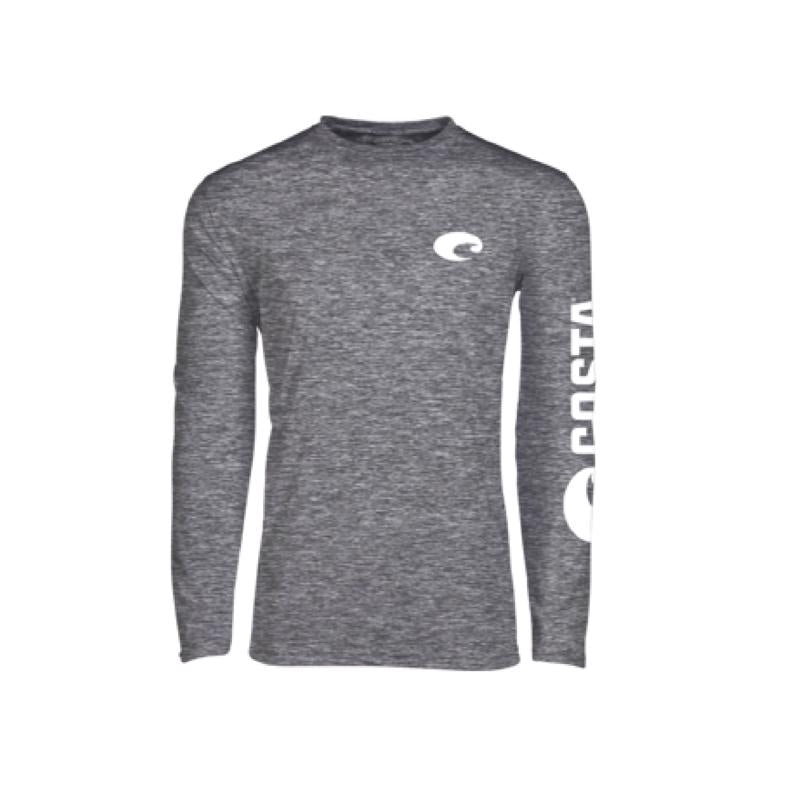 Costa L Long Sleeve Men's Crew Neck Gray Cationic Tee Shirt