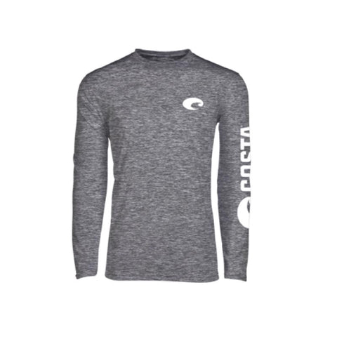Costa L Long Sleeve Men's Crew Neck Gray Cationic Tee Shirt