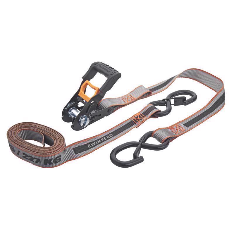 Keeper KwikFeed 1 in. W X 12 ft. L Gray Ratchet Tie Down 500 lb 2 pk