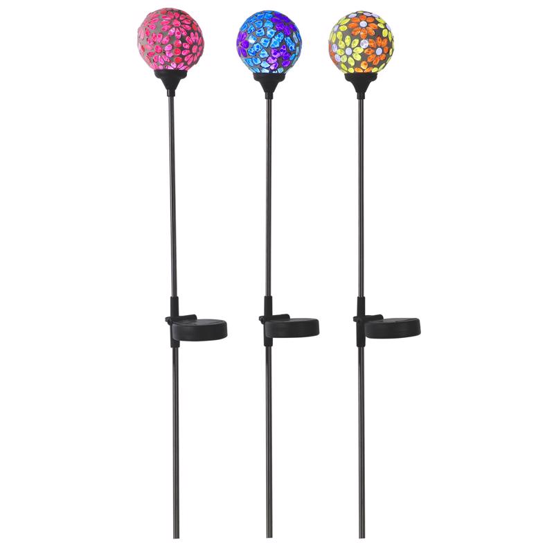 Alpine Multicolored Acrylic/Glass/Metal 32 in. H Solar Garden Stake (Pack of 12)