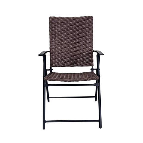 Living Accents Wicker 1-Position Brown Hard Arm Folding Chair (Pack of 6)