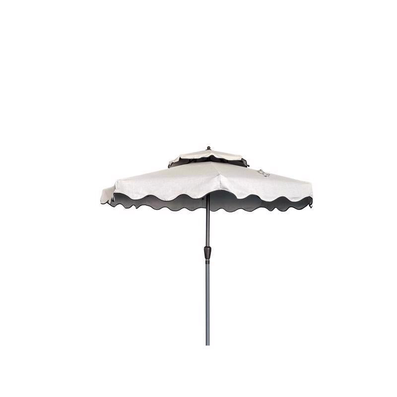 Living Accents Scalloped 9 ft. Tan Patio Umbrella