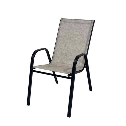 Living Accents Tan Sling Black Steel Frame Stackable Dining Chair
