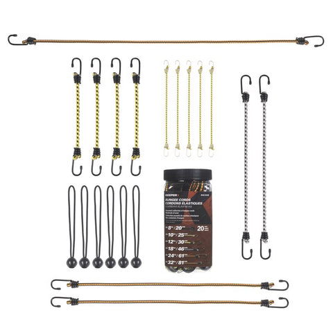 Keeper Assorted Bungee Cord Set 20 in. L X 0.374 in. 20 pk