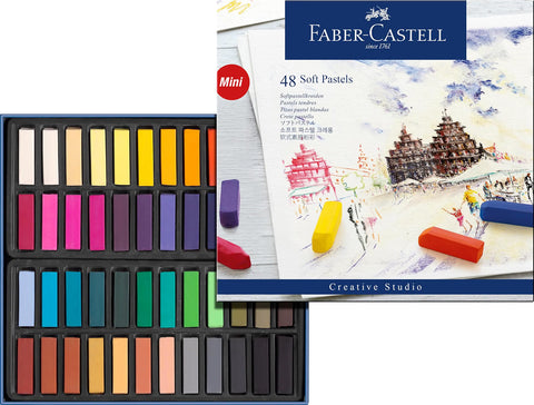 Faber-Castell Creative Studio Soft Pastel Crayons, 48 Assorted Colors, Soft Pastel Set for Drawing, Sketching, Blending & Creative Artwork