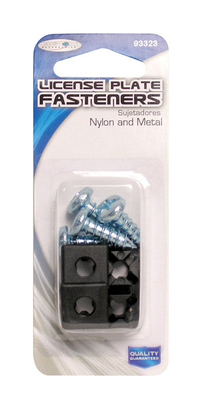 Custom Accessories Black/Silver Metal/Nylon License Plate Fasteners (Pack of 12)