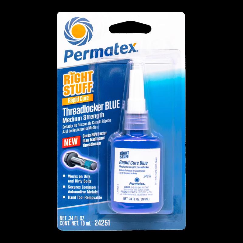 Gel fijador de roscas de resistencia media Permatex Right Stuff Blue, 10 ml