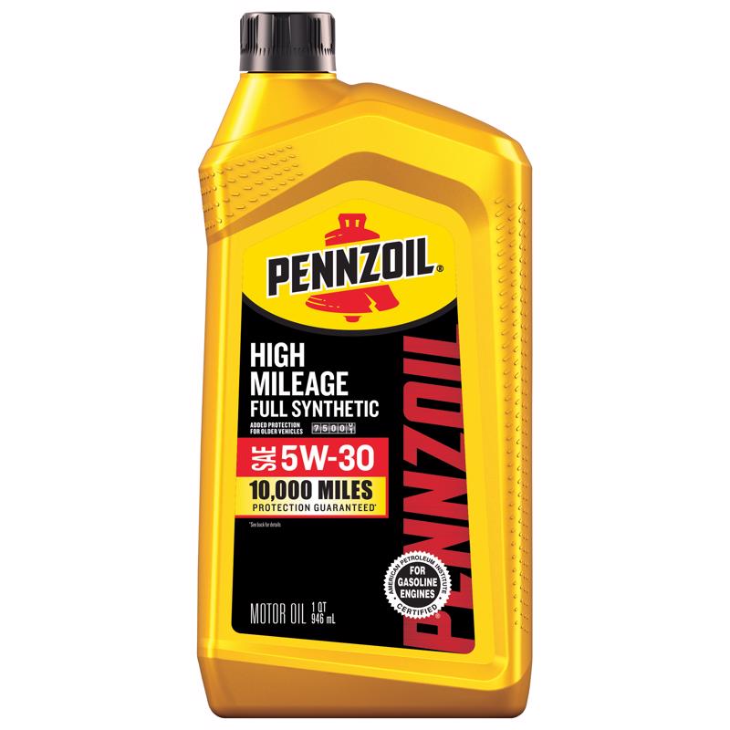 Pennzoil Full Synthetic 5W-30 High Mileage Motor Oil 1 qt 1 pk (Pack of 6)