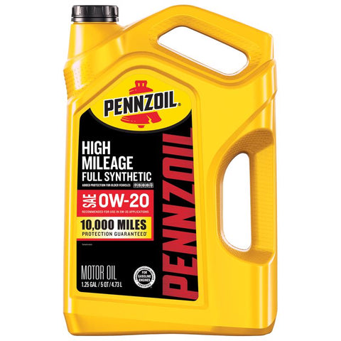 Pennzoil Full Synthetic 0W-20 High Mileage Motor Oil 5 qt 1 pk (Pack of 3)