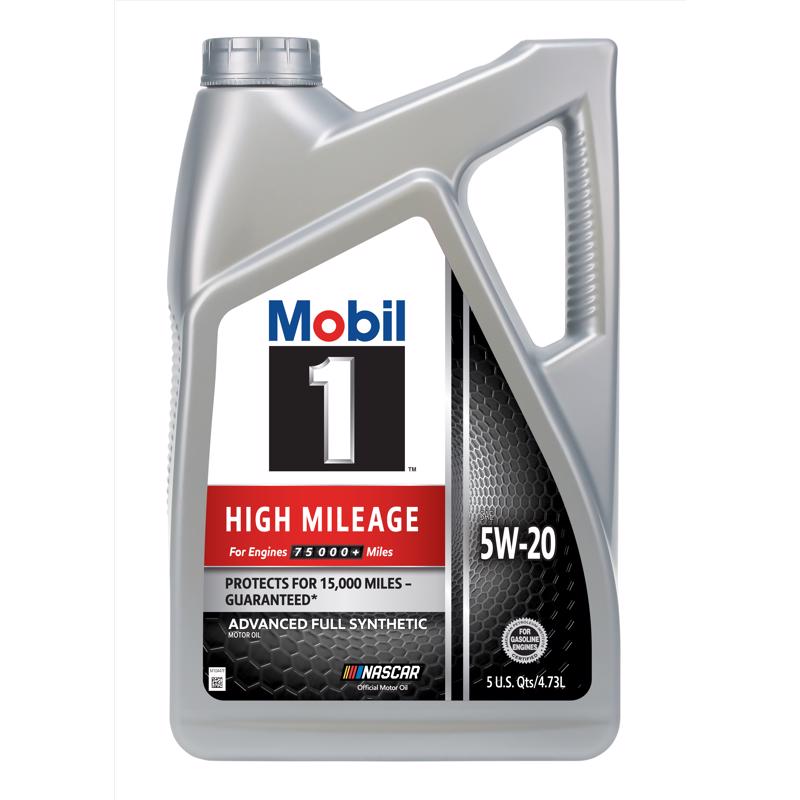 Mobil 1 5W-20 Gasoline High Mileage Motor Oil 5 qt (Pack of 3)