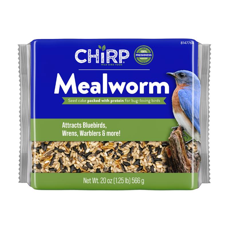 Chirp Mealworm Wild Bird Seed Cake 20 oz (Pack of 6)